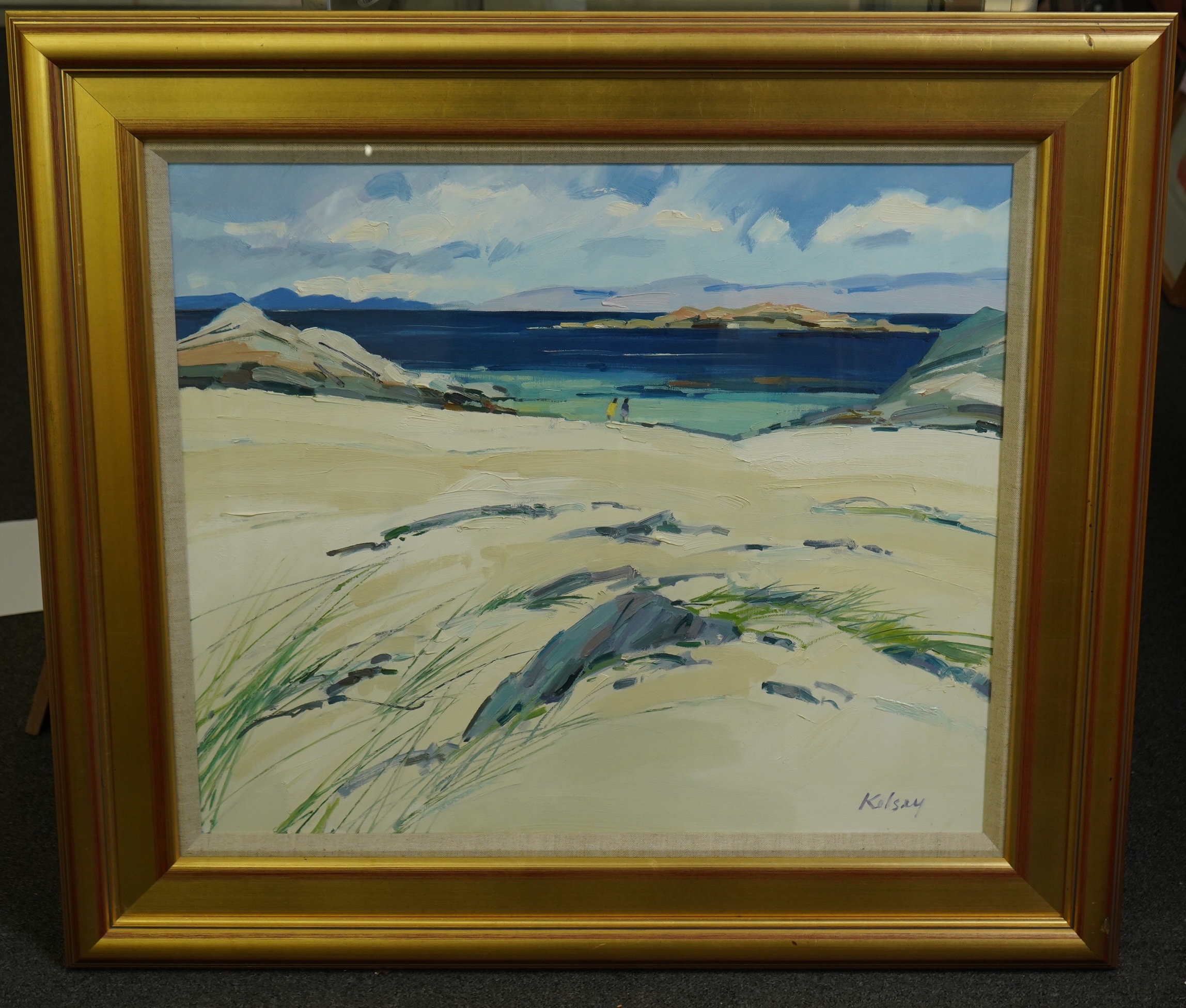 Robert Kelsey (Scottish, b.1949), 'Sunny beach, Iona', oil on canvas, 61 x 71cm